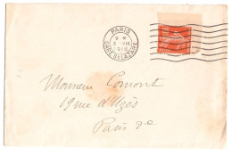 PARIS St Lazare Lettre 10c Semeuse Avec Bord Carnet Yv 138 IC Coin Sup Gauche Carnet Page De Gauche Ob Meca FRANKER 1916 - Brieven En Documenten