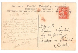 TOULOUSE Haute Garonne Carte Postale Semeuse 10c + 5c CROIX ROUGE Yv 147 Ob 1916 - Brieven En Documenten