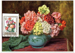 FLEUR + OEILLET  = HONGRIE 1965 = CARTE MAXIMUM + N° Yvert  1723 Non Dentelé - Maximumkarten (MC)