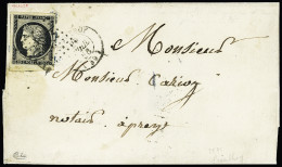 Lettre Exceptionnelle Oblitération Petits Chiffres 2571 De Prauthoy, Haute-Marne, Sur 20c Noir Sur Blanc, Bien Margé Ave - 1849-1850 Ceres