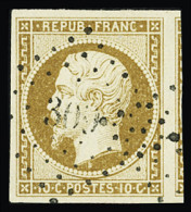 Obl N°9 10c Bistre Jaune, Obl. PC 309 (Baulieu Sur Ménoire, Dordogne), Avec 1 Voisin, TB. Signé Calves Et A.Brun - 1852 Louis-Napoleon