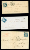 Lettre N°10 25c Bleu : Sélection De 6 Lettres Avec Nuances, Bord De Feuille, Origine Différentes Dont T15 Muret, Caen, A - 1852 Louis-Napoleon