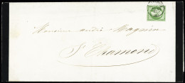 Lettre N°12 5c Vert Obl. Càd T15 "St Chamond (84)" Loire (1863) Sur Faire Part De Deuil Local, TB - 1853-1860 Napoleon III