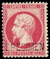 * N°24d  80c Rose, Surch. SPECIMEN, Neuf *, TB - 1862 Napoleon III