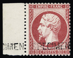 * N°24d 80c Rose Surchargé "SPECIMEN", BdF, Neuf Avec Légère Trace De Charnière, Très Frais, TTB. Signé Calves - 1862 Napoleon III