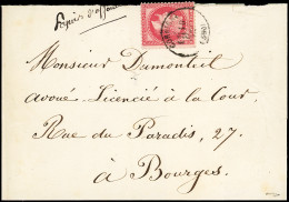 Lettre N°32 80c Rose, Obl. Càd T16 CORBIGNY 10/5/- S. Bande De Papiers D'Affaires, RR Et TB - 1863-1870 Napoleone III Con Gli Allori