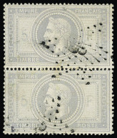Obl N°33 5f Violet-gris, Paire Obl. étoile 3, TB, R. Signé Calves - 1863-1870 Napoleone III Con Gli Allori