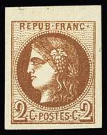 * N°40Bb 2c MARRON, Bdf, Neuf *, TTB, Certif. JF Brun - 1870 Bordeaux Printing