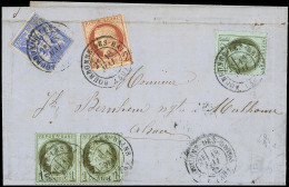 Lettre N°50 PAIRE + Unité, 51 Et 78 Obl. BOURBONNE-LES-BAINS 18/5/77 Sur LAC, Arr. MULHAUSEN Le 19/5, 3 TP Défx, Sinon T - 1871-1875 Ceres