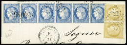 Obl Grande Cassure Sur Bande De Six Du N°60A Obl. GC 5095 +n°59 En Paire Sur Partie De Lettre De Salonique 9 Juil 1873 P - 1871-1875 Ceres