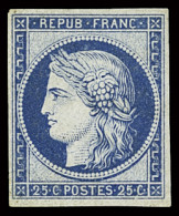 (*) N°60Ac 25c Bleu, Réimpression Granet, Nsg, TB. Signé Scheller - 1871-1875 Ceres
