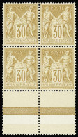 **,bloc De 4 N°80 30c Brun-jaune, En Bloc De 4 Bdf Avec Interpanneau, Neuf **, Très Frais, TTB - 1876-1898 Sage (Type II)