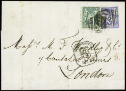 Lettre N°75 +    78 OBL  Anglaise "723" + CAD    Rectangulaire Tombstone "Southampton France MB" (1877) Sur Lettre    De - 1876-1898 Sage (Type II)