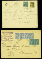 Lettre 2 Lettres Recommandées Et 1 Lettre Chargée : N°75 + 93 OBL CAD "Chargement Reims" (1885) Sur LR, N°75 En Paire +  - 1876-1898 Sage (Type II)