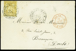 Lettre N°92 OBL CAD "PAQ. FR. Pointe à Pitre GUADe" (1882) Répété à Côté Sur Lettre, Très Rare Utilisation De Ce CAD Sur - 1876-1898 Sage (Type II)