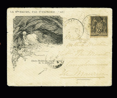 Lettre N°97 25c Noir Sur Rose Obl. Càd St Zacharie, Var +boîte A2 Sur Enveloppe Illustrée Avec Marie-Madeleine Sur Le Ro - 1876-1898 Sage (Type II)