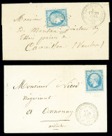 Lettre 2 Lettres : N°14 OBL PC 3181 + T22 "St Marcel D'Ardèche" (1862 - Ind 17) Et N°60 OBL GC 3740 + T24 "St Marcel D'A - Other & Unclassified
