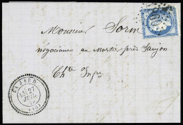 Lettre N°60 OBL GC 1860 + T24 "La Jard" (1875) Sur Lettre, Ind 19. TB - Other & Unclassified
