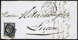 Lettre N°4 OBL Grille + T14 Marans (1851) Sur Lettre, Ind 15. TB - Other & Unclassified