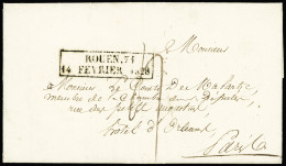Lettre Cachet D'essai Rect "Rouen 74 14 Février 1828", Ind 22. TB - Other & Unclassified
