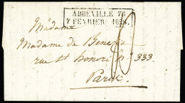 Lettre CAD D'essai Rect "Abbeville 76 7 Fev 1828", Ind 28, RR Et TB - Other & Unclassified