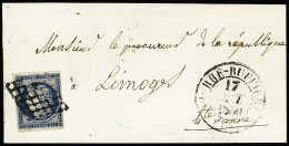 Lettre N°4 OBL Grille + T13 Pierre-Buffière (1850) Sur Lettre, Ind 22. TB - Other & Unclassified
