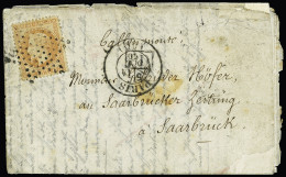 Lettre Correspondance Havas En Allemand Avec Arrivée Par Ballon Monté De Paris 14.10.1870 Avec 40c Lauré Pour Sarrebruck - War 1870