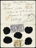 Lettre Alsace Lorraine N°5 + 6 En Paire Verticale OBL CAD Rond "K. PR Feldpost-relais N°12" Au Verso D'une Lettre Chargé - War 1870