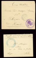 Lettre 2 Lettres En Franchise Avec Cachet Bleu "Armée-dépôt De Chevaux Blessés" (Breuvannes Haute Marne) Et Cachet Viole - WW I