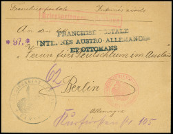 Lettre Lettre En Franchise D'un Interné Civil Allemand Au Fort Ste Marguerite à Cannes Avec Griffe Noire "franchise Post - WW I