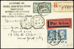 Lettre Poste N°207 10f Merson +n°181 En Paire Coin-daté Obl. Càd Le Havre à New-York 13.8.28 Sur Enveloppe Recommandée P - Other & Unclassified