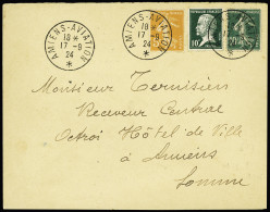 Lettre N°158 + 159 + 170 OBL CAD "Amiens-Aviation" (17.9.24) - Beaucoup Plus Rare Que Le Meeting De 1923 - (Pothion Ind  - Air Post
