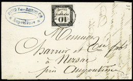 Lettre N°1 10c Noir Sur Lettre Locale Obl. CàD Angoulême (Charente) 9 Janv. 1859, TB, Avec Certificat - Other & Unclassified