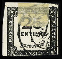 Obl N°5 25c Noir, Variété Impression Recto Verso Partiel, Obl., Touché, ST Mais Rare - Other & Unclassified