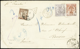 Lettre N°25 1f Marron Obl. Le Havre 26 Juin 1892 Seine-inférieure Sur Lettre De Haiti Avec Haiti 3c +7c, TB, Rare - Other & Unclassified