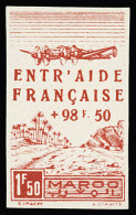 Essai POSTE AERIENNE N°56 Entraide Française, Projet Non Adopté, ND, Nsg, TTB, RR (2 Exemplaires Connus) - Other & Unclassified