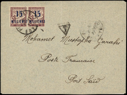Lettre TAXE N°8 15m S. 50c Lilas, PAIRE Obl. PORT SAID 7/12/21 S. Env. Locale Non Affr., TB - Autres & Non Classés