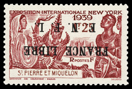 ** N°281a 1f25 Carmin, Case 6, Variété Surcharge Renversée FRANCE LIBRE FNFL, Neuf **, TB, RR. Signé JF.Brun, Certificat - Sonstige & Ohne Zuordnung