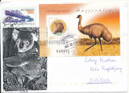 Hungary Cover Sent To Denmark 17-12-2001with A Stamp And A Souvenir Sheet EMU - Briefe U. Dokumente