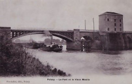 Delcampe - POISSY          Le Pont Et Le Vieux Moulin   .  Toueur + Péniches - Poissy
