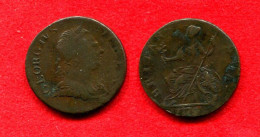 GRANDE BRETAGNE - GREAT BRITAIN - ANGLETERRE  - ENGLAND - GEORGES III -   HALF PENNY 1774 - Autres & Non Classés