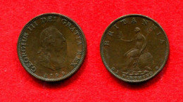 GRANDE BRETAGNE - GREAT BRITAIN - ANGLETERRE  - ENGLAND - GEORGES III - FARTHING 1799 - Autres & Non Classés