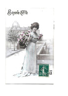 CPA Bonne Fête, Femme Robe Longue, Panier De Fleurs Paris - Huet Couturière Saint Chéron Seine Et Oise - Sonstige & Ohne Zuordnung