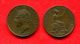 GRANDE BRETAGNE - GREAT BRITAIN - ANGLETERRE  - ENGLAND - GEORGES IV - HALF PENNY 1827 - VERY NICE COIN - Autres & Non Classés