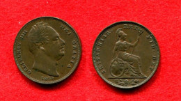 GRANDE BRETAGNE - GREAT BRITAIN - ANGLETERRE  - ENGLAND - WILIAM IV -  FARTHING 1834 - VERY NICE COIN - Autres & Non Classés