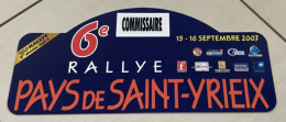 6e RALLYE PAYS De SAINT-YRIEIX 15-16 Septembre 2007 - Targhe Rallye