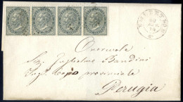 Cover 1870, De La Rue, Tiratura Di Torino, 5 Cent., Striscia Di Quattro Su Lettera Del 30.12.1870 Per Perugia (Sass. T16 - Other & Unclassified