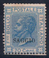 * 1867, Effigie, 20 Cent. Azzurro Chiaro Con Soprastam,pa "SAGGIO", Nuovo (Sass. L26) - Other & Unclassified