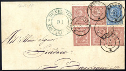Cover 1878, Gran Parte Di Lettera Da Magnacavallo Per Borgofranco Affrancata Per 25 Cent. Con Affrancatura Mista Sass. T - Other & Unclassified