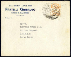 Cover 1944, Lettera Del 21.5.1944 Da Borgo S. Dalmazzo Per Cuneo, Con Affrancatura D'emergenza Coppia Verticale Pacchi P - Other & Unclassified